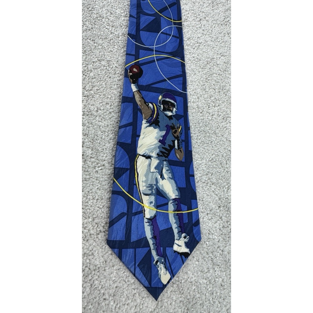 Warren Moon Minnesota Vikings ~ Vtg 90s Neck Tie Silk Quarterback NFL Football